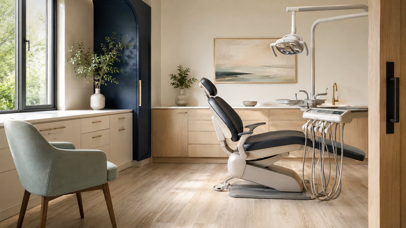 A bright, calm dental treatment room